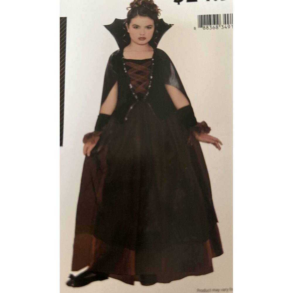 Dracula's Darling Red Burgundy Velvet Tulle Dress Costume Girls Large 10/12 NEW!